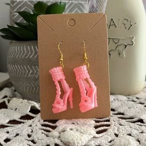 *3 for $20* Pink Heeled Ruffle Barbie Shoe Earrings